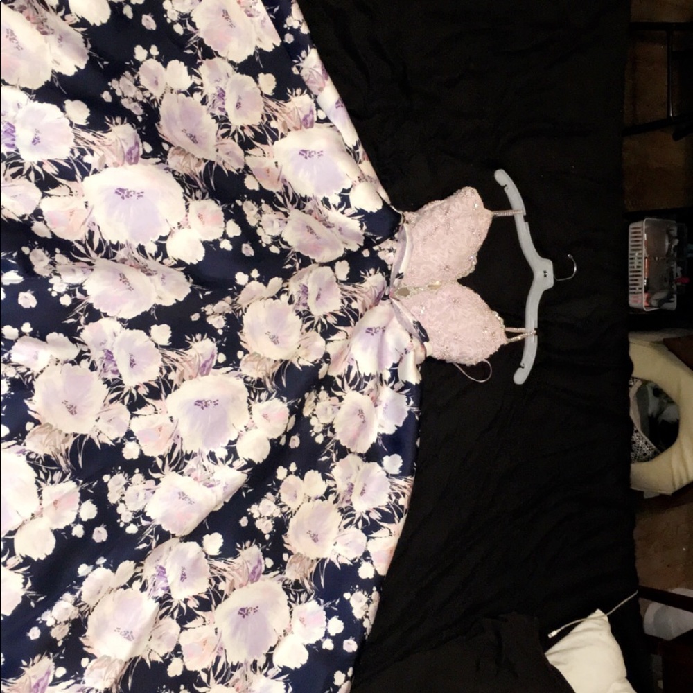 Long Floral dark blue and lavender dress